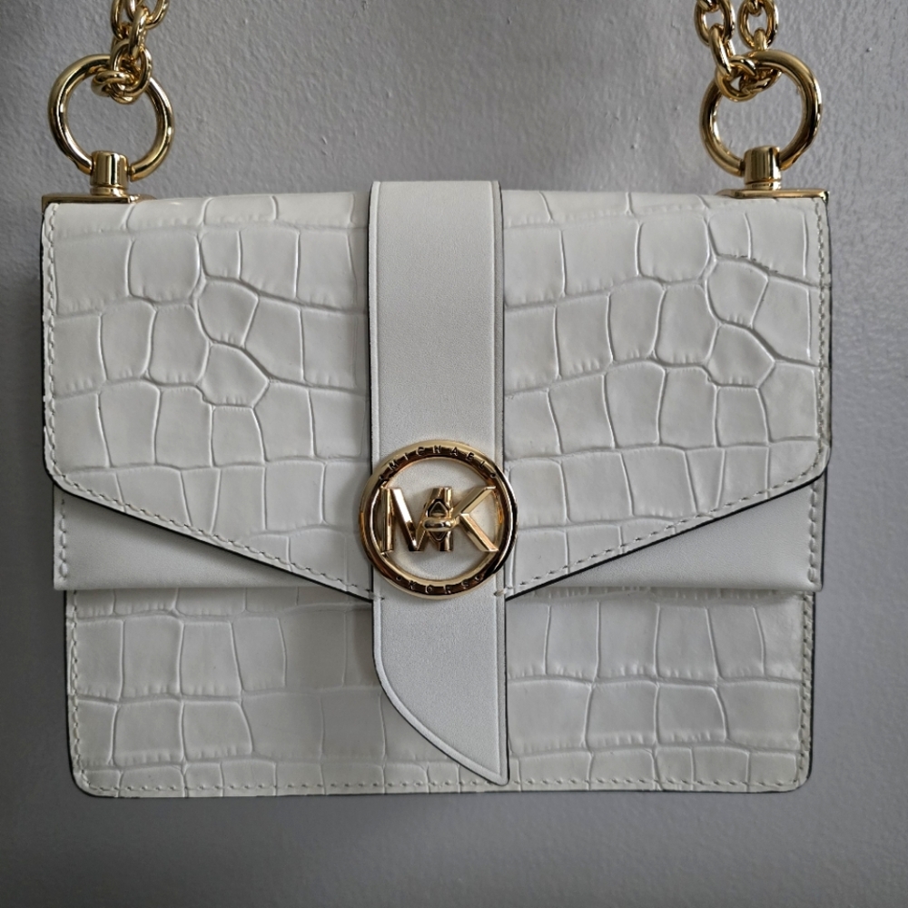 Like New MICHAEL Michael Kors Greenwich Crocodile Embossed Leather Crossbody- SM